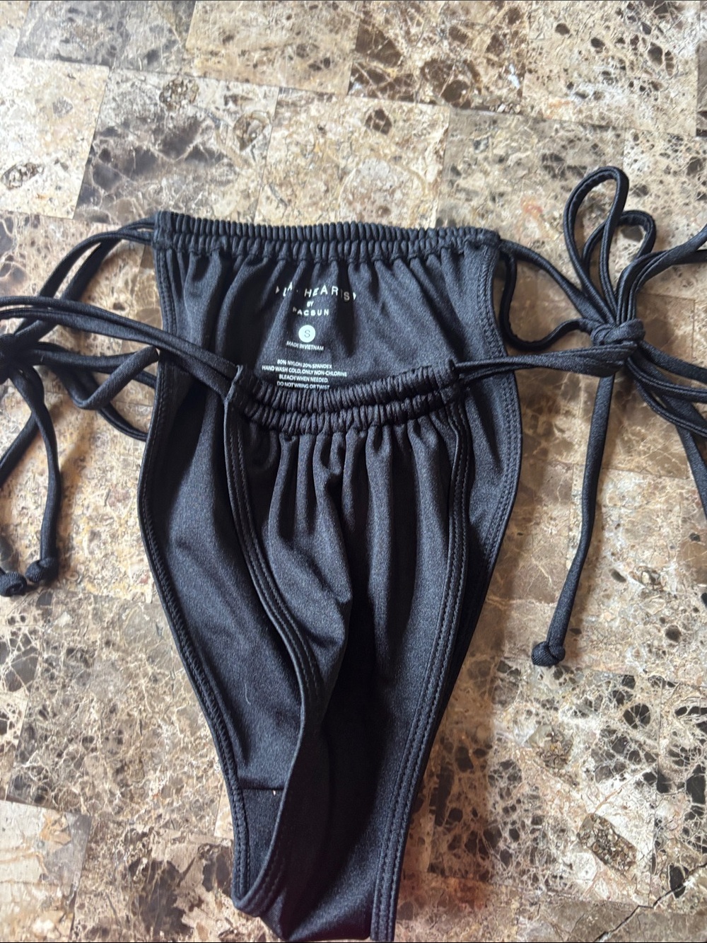 La Hearts Black Side-Tie Bikini Bottoms
